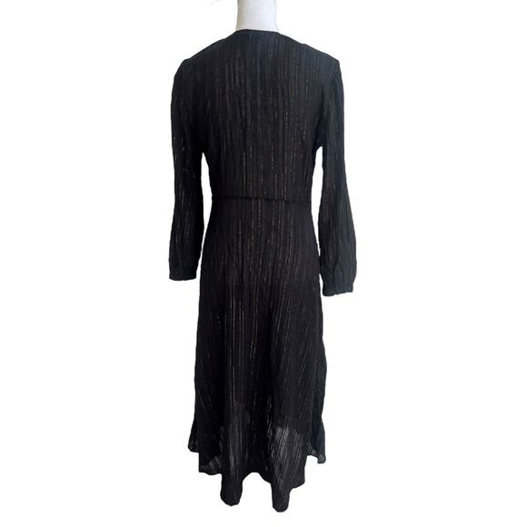 JOHNNY WAS Calme Mirah Black Gold Midi Dress Long Slv Embroidered Boho Sz S - Picture 2 of 5